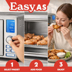 Air Fryer French Door Toaster Oven - 6-Slice Capacity, LED Display with 14 Cooking Presets, Stainless Steel