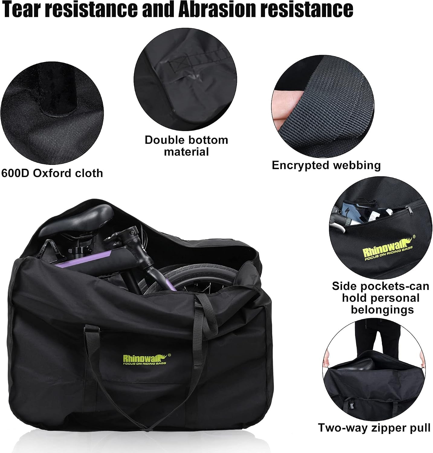 20/26Inch Folding Bike Bag Waterproof Biycle Travel Case Carrying Case Outdoors Bike Transport Bag for Car Train Air Travel