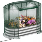 Raised Garden Bed with Self-Watering System, 4X2X1 Ft Elevated Planter Boxes Outdoor with Mesh Cover, Oval Galvanized Raised Beds for Gardening,Vegetables,Flowers, Backyard, Patio