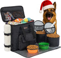 Dog Travel Bag with 2 Collapsible Dog Bowls, 1 Dog Backpack, Airline Approved Pet Travel Bagorganizer for Supplies & Accessories, 2 Travel Dog Food Container, Black | Dog Travel Accessories Set with Feeding Supplies, Bowls, Mat, and Strap. Ideal for Weekend Trips.