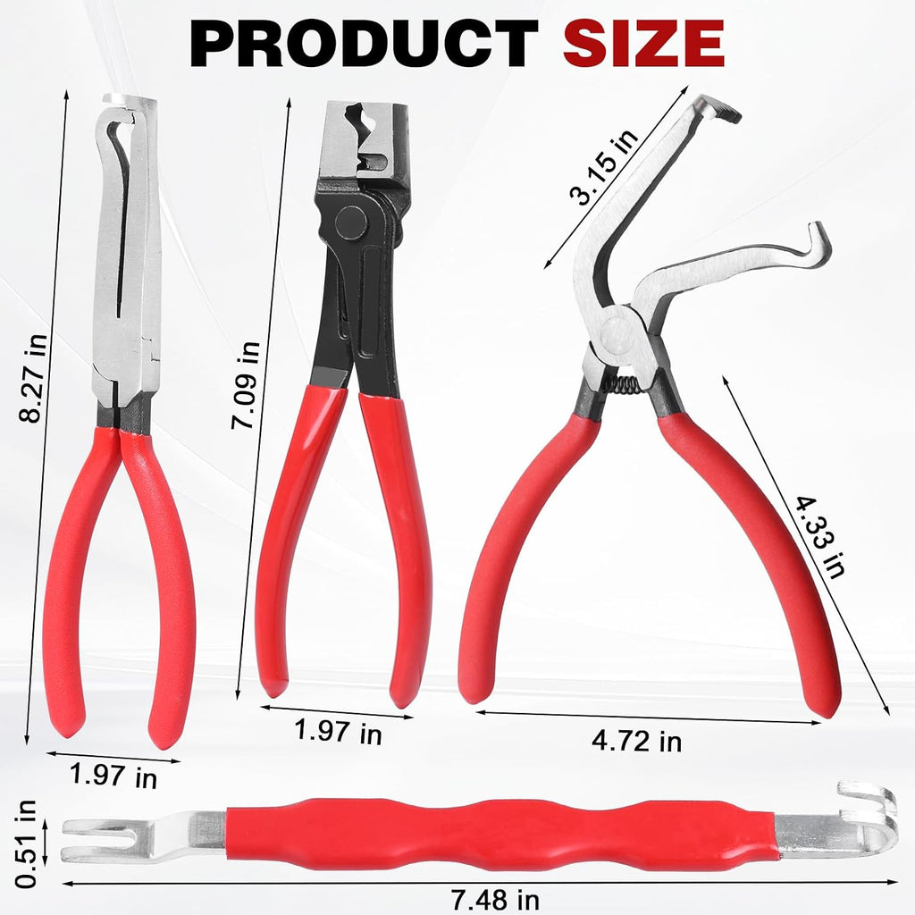 Electrical Disconnect Pliers Set 4 Pcs, Automotive Connector Separator & Terminal Removal Tool for Fuel Injector, Ignition Coil, Straight & 60° Angled Jaw, Double-Ended Pin Extractor