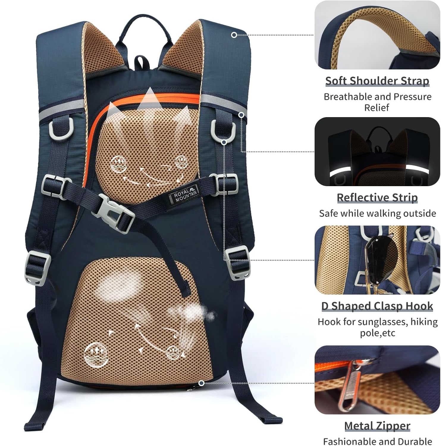 Small Hiking Backpack, 20L Lightweight Travel Backpacks for Men Women, Water Resistant Outdoor Day Pack, Ultralight Camping Daypack Backpacks, Durable Hiking Backpack Fit for Camping.(With Rain-Cover)