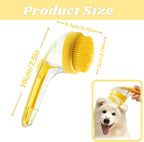 Dog Bath Brush, 2 in 1 Pet Grooming Bath Massage Brush with Soap and Shampoo Dispenser Soft Silicone Bristle Dog Scrubber for Long Short Haired Dogs Cats Shower(Yellow)