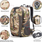 40L Hiking Backpack, Lightweight Camping Daypack with Rain Cover | Water-Resistant Rip-Stop Nylon, Multi-Pockets, Survival Whistle. Ideal for Men, Women, Travel, Trekking
