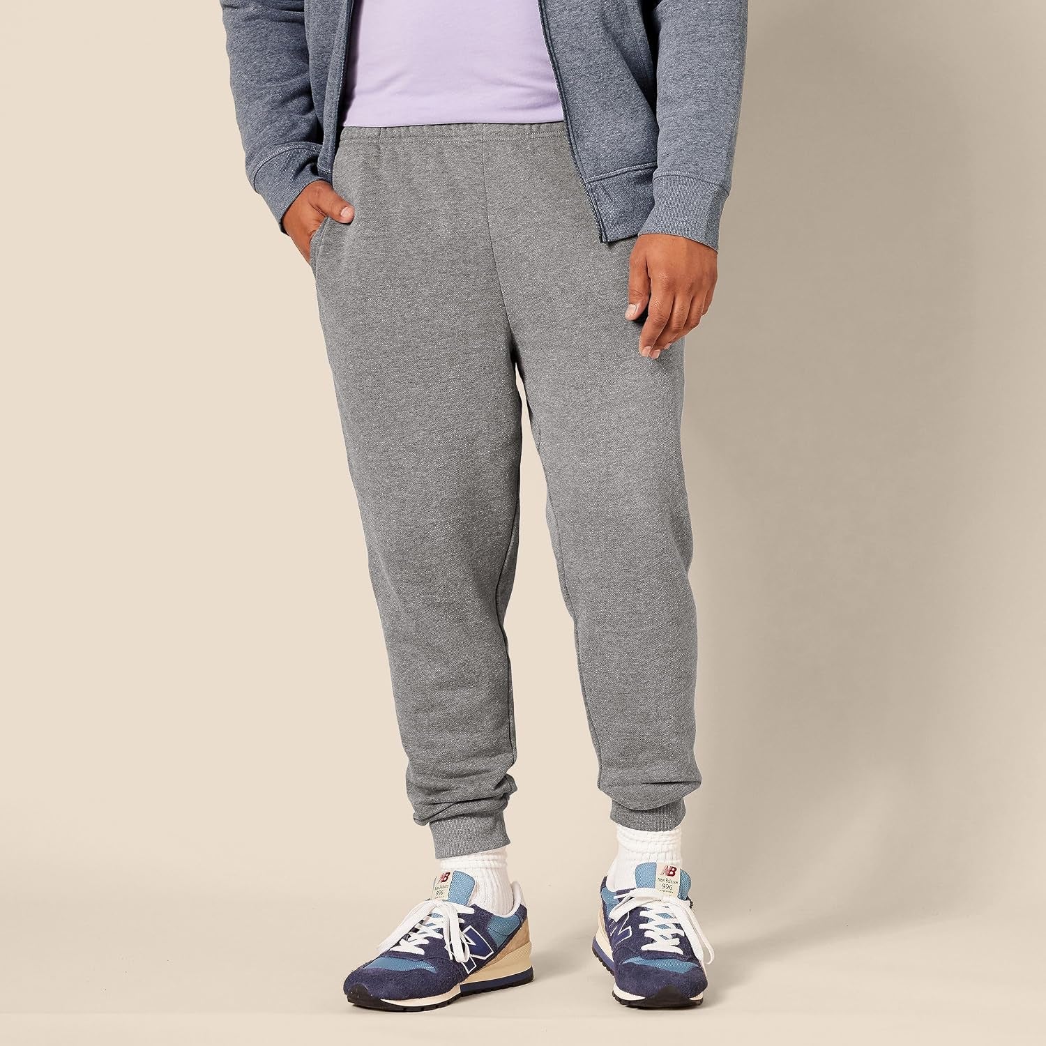 Men'S Relaxed Fit Fleece Joggers Sweatpants with Drawstring Waist, Tapered Leg, Ribbed Cuffs, Brushed Interior