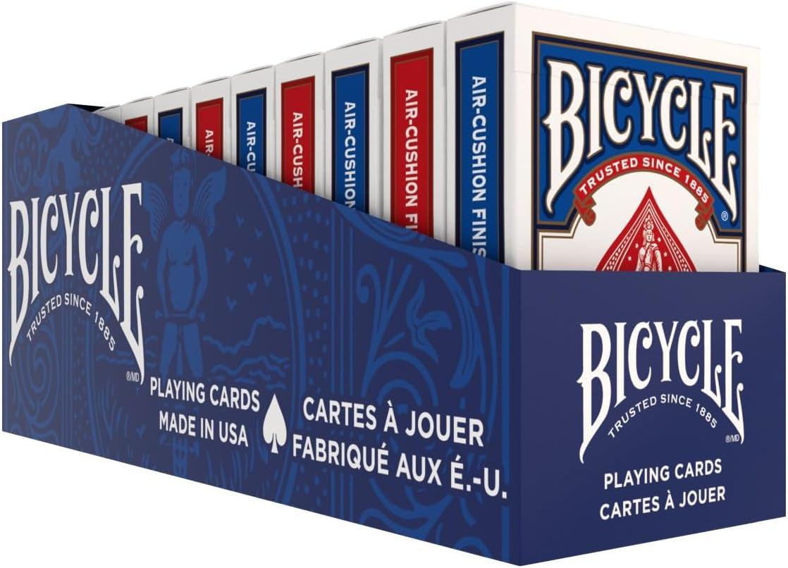 Rider Back Playing Cards 12 Pack Poker Size Standard Index | Air Cushion Finish for Smooth Shuffling, Made in USA, 6 Red and 6 Blue Decks, Ideal for Poker and Blackjack