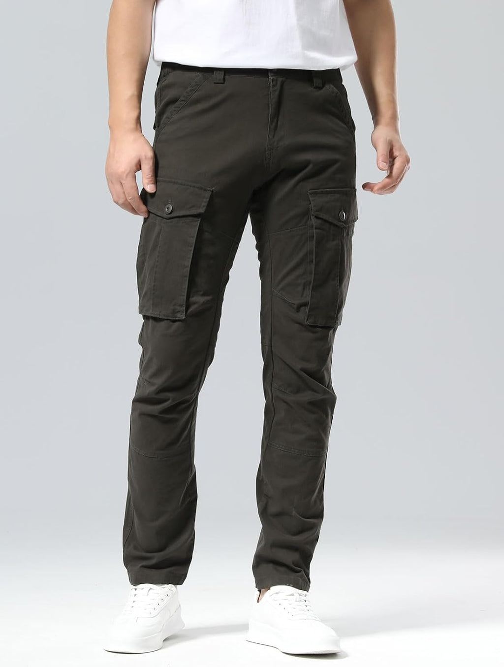 Men'S Cargo Pants Slim Fit with Articulated Knees