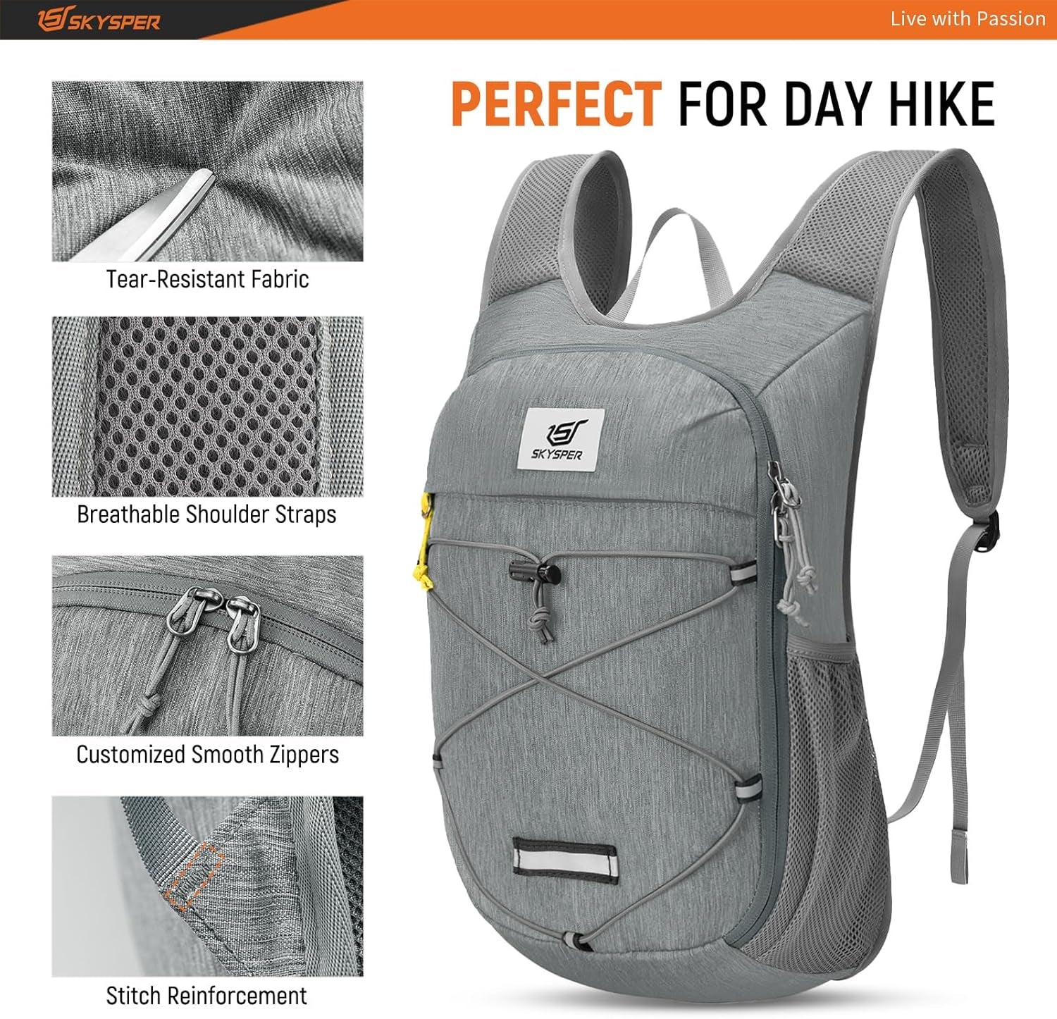 Foldable Hiking Backpack - 10L/15L Small Lightweight Daypack Breathable Travel Backpacks