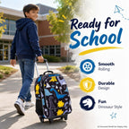 3PCS Rolling Backpack for Girls Boys, Kids Roller Wheels Bookbag, Wheeled School Bag with Lunch Bag