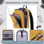Backpack for Men Business Slim Laptop Bag | anti Theft Travel Backpacks 17.3 Inch Laptop Water Resistant Computer Bag for Work Office College, Yellow
