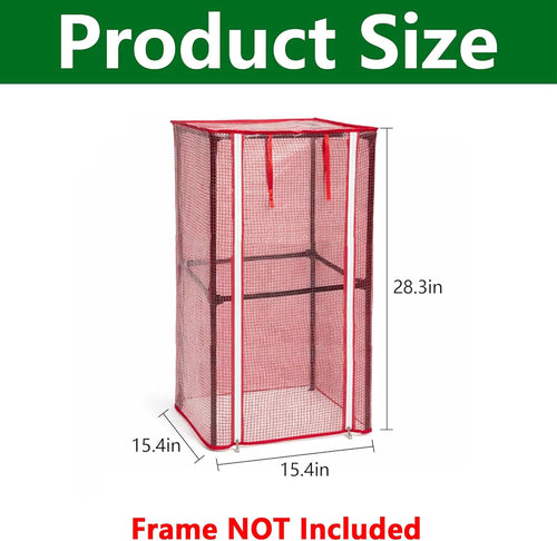 28.3" X 15.4" X 15.4" Tomato Cages Plant Greenhouse Cover, PE Tomatoes Red Greenhouse with Zipper Door, Tomato Trellis Plant Support Protector Cover for Garden Climbing Plants (NO Frame Included)