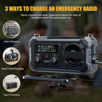 Hand Crank Emergency Radio 10000Mah Weather Radio with AM/FM/NOAA, Grey | Emergency Weather Radio with Solar Prower SOS Phone Charging LED Flashlight, Survival Gear for Outdoor Home Emergencies Kits