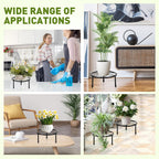 2 Pack 7.8" Metal Plant Stand Indoor , Black Plant Stands Outdoor, Rustproof round Heavy Duty Flower Pot Stand, Potted Plant Holder for Garden Home