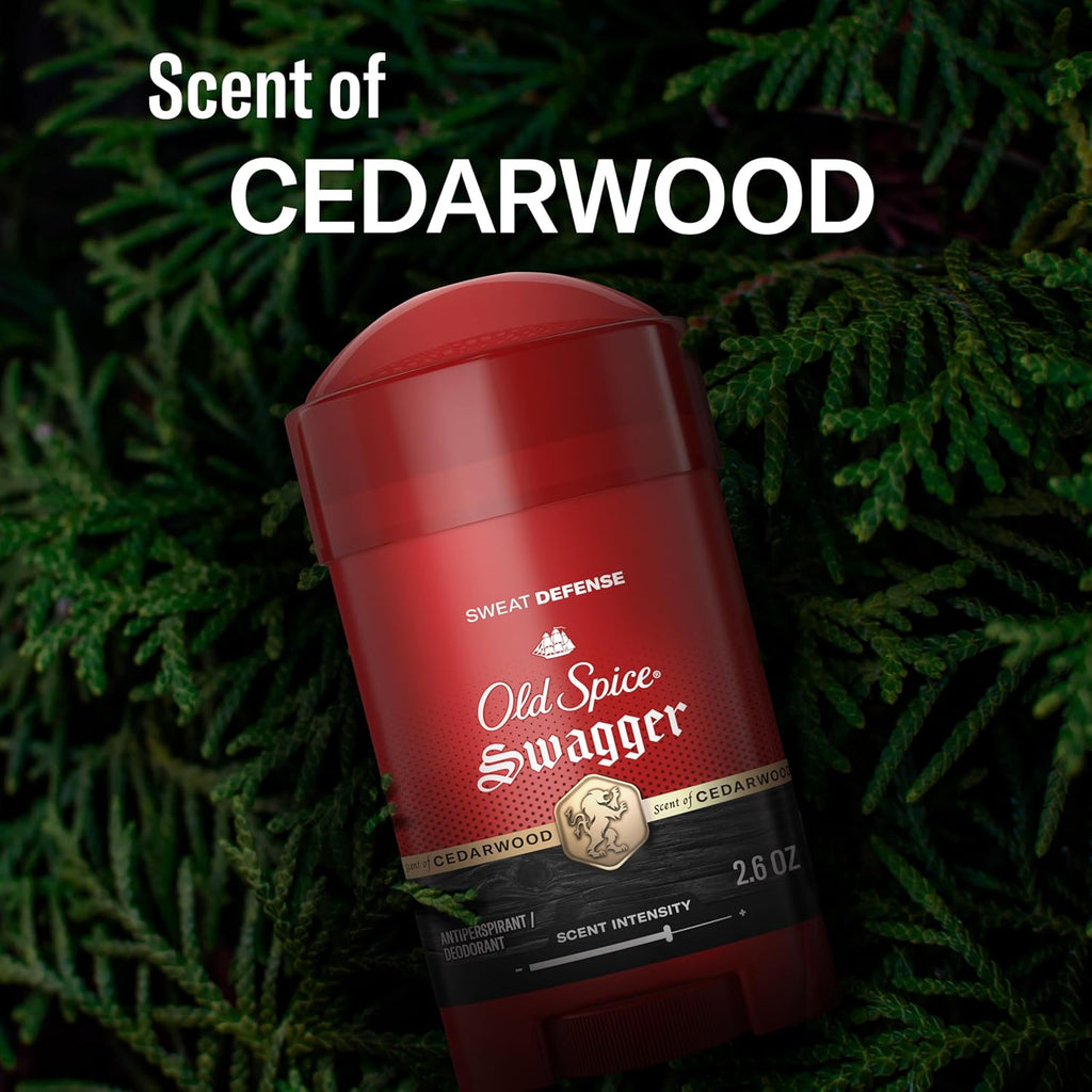 Sweat Defense Antiperspirant & Deodorant for Men, 24/7 Ultimate Sweat Protection, Long Lasting Scent, Soft Solid, Swagger with Cedarwood Scent, 2.6 Oz