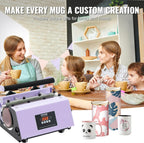 Tumbler Heat Press Machine, 11-30Oz Mug Press, Heat up Fast and Even, Tumbler Press with Sublimation Paper, Tape and Gloves, Temp and Time Setting, for Sublimation Tumblers, Cups, Mugs, Purple