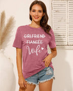 Girlfriend Fiancee Wife Shirt Women Bride Honeymoon Gift | Wifey Shirt for Women Bride Tshirt Vacation Tees Valentine Gift