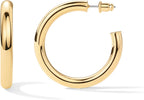 Chunky Gold Hoop Earrings for Women, Lightweight 14K Gold Plated | Gold Hoops, Gold Plated Earrings, Womens Earrings, 14K Gold Hoop Earrings