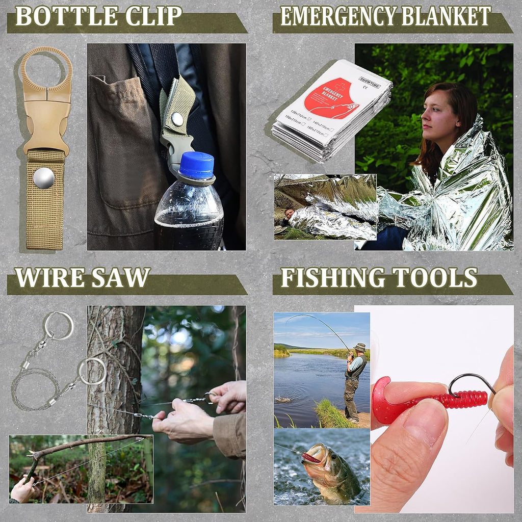 Gifts for Men Fathers Day Dad Husband Boyfriend Him, Survival Kits, 14 in 1 Survival Gear Camping Essentials Cool Gadgets for Camping Hiking Wilderness Adventures and Disaster Preparedness