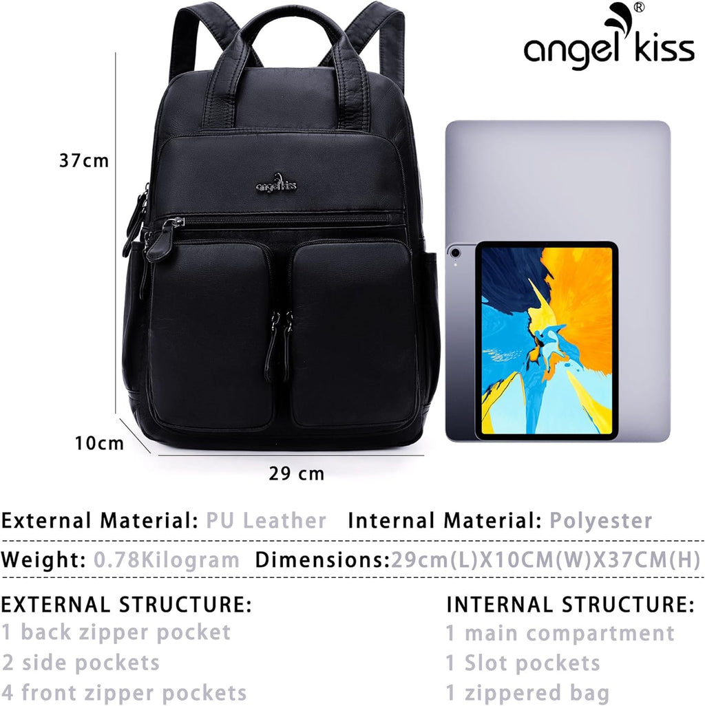 Backpack Purse for Women Soft Washed Leather Multi Pocket Casual Travel Backpacks…