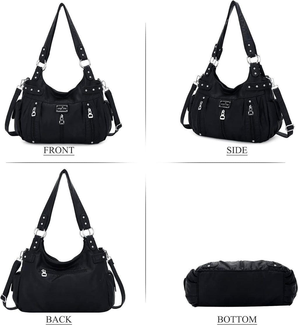 Large Purses and Handbags for Women Washed Faux Leather Crossbody Hobo Satchel Shoulder Handbag Tote Purse
