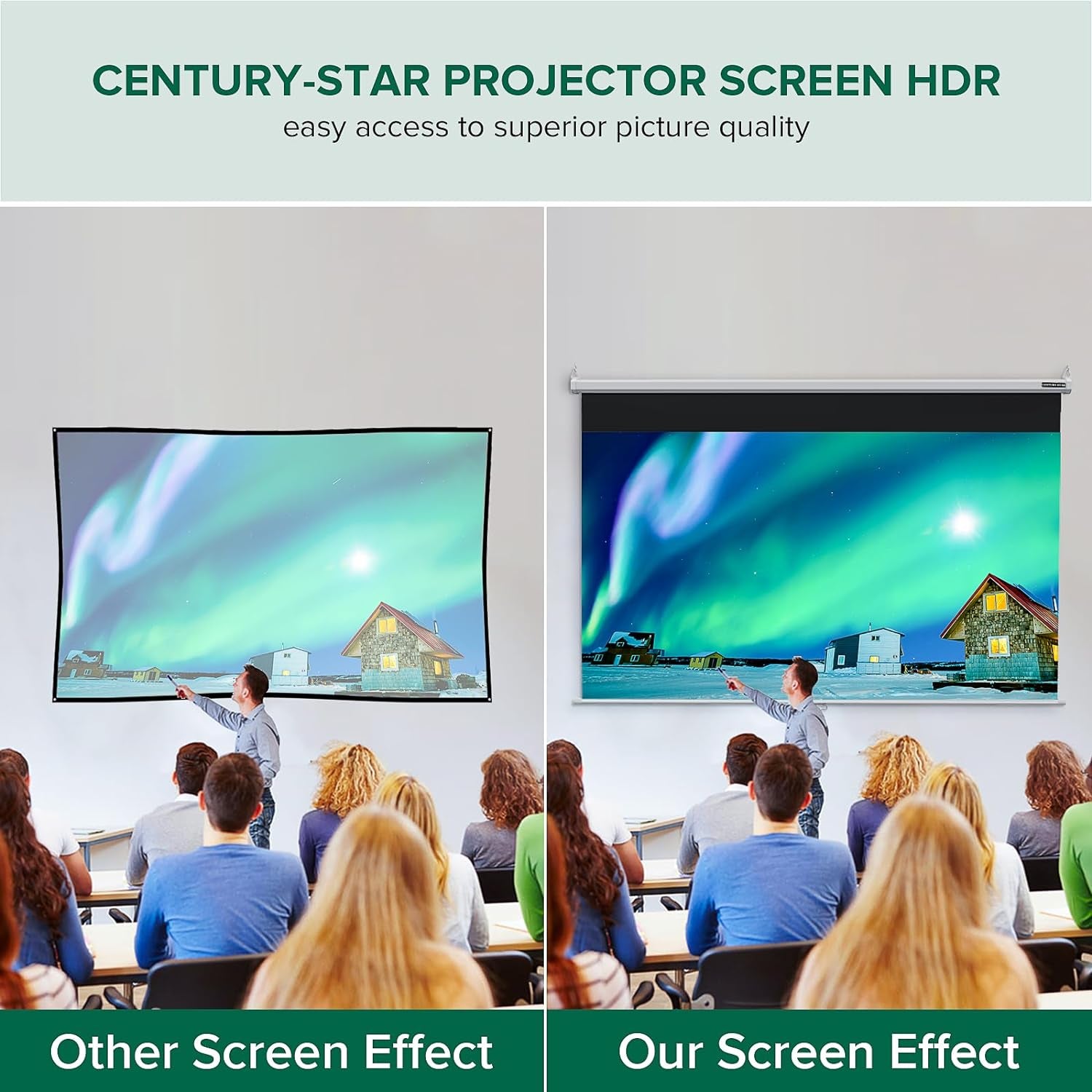 100 Inch Projector Screen Pull Down, 3 Layers PVC Auto-Locking Manual Pull down Projector Screen Retractable, 16:9 Portable Projector Screen Indoor Outdoor - Home Theater Office Education