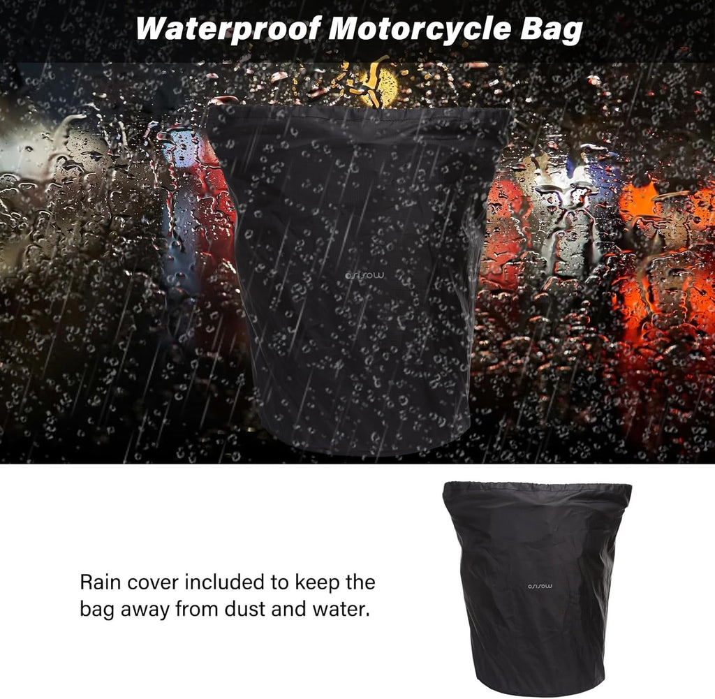 Motorcycle Sissy Bar Backrest Bag Travel Luggage Bag, Large Capacity Duffle Bags Expandable 30L-48L, Motorcycle Gear Tail Bags with Rain Cover&Shoulder Strap, Black