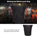 Motorcycle Sissy Bar Backrest Bag Travel Luggage Bag, Large Capacity Duffle Bags Expandable 30L-48L, Motorcycle Gear Tail Bags with Rain Cover&Shoulder Strap, Black