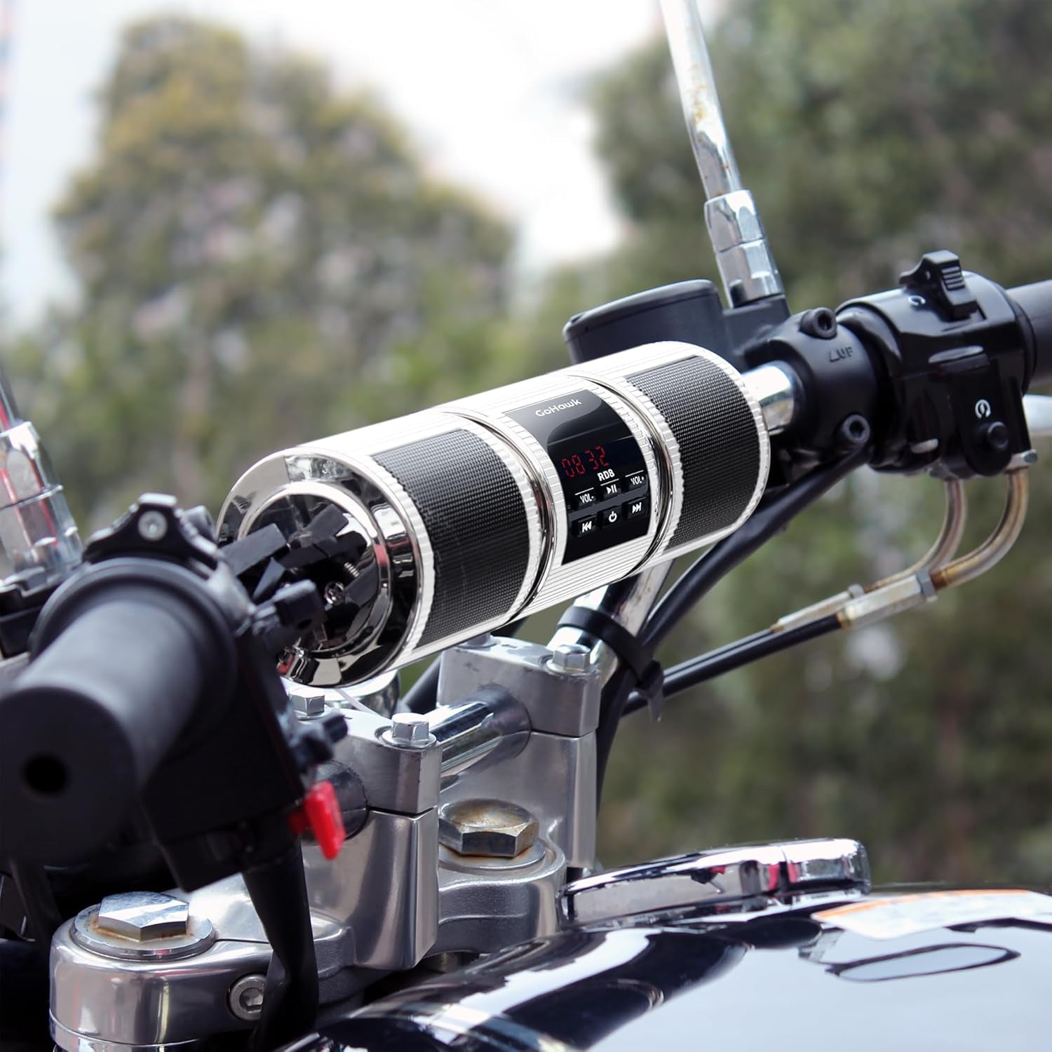 Motorcycle Bluetooth Speakers, Waterproof Radio Audio System | Built-In Amplifier, FM Radio, AUX Input, USB, Great for ATV, Scooter Bike,12 Volt Vehicle
