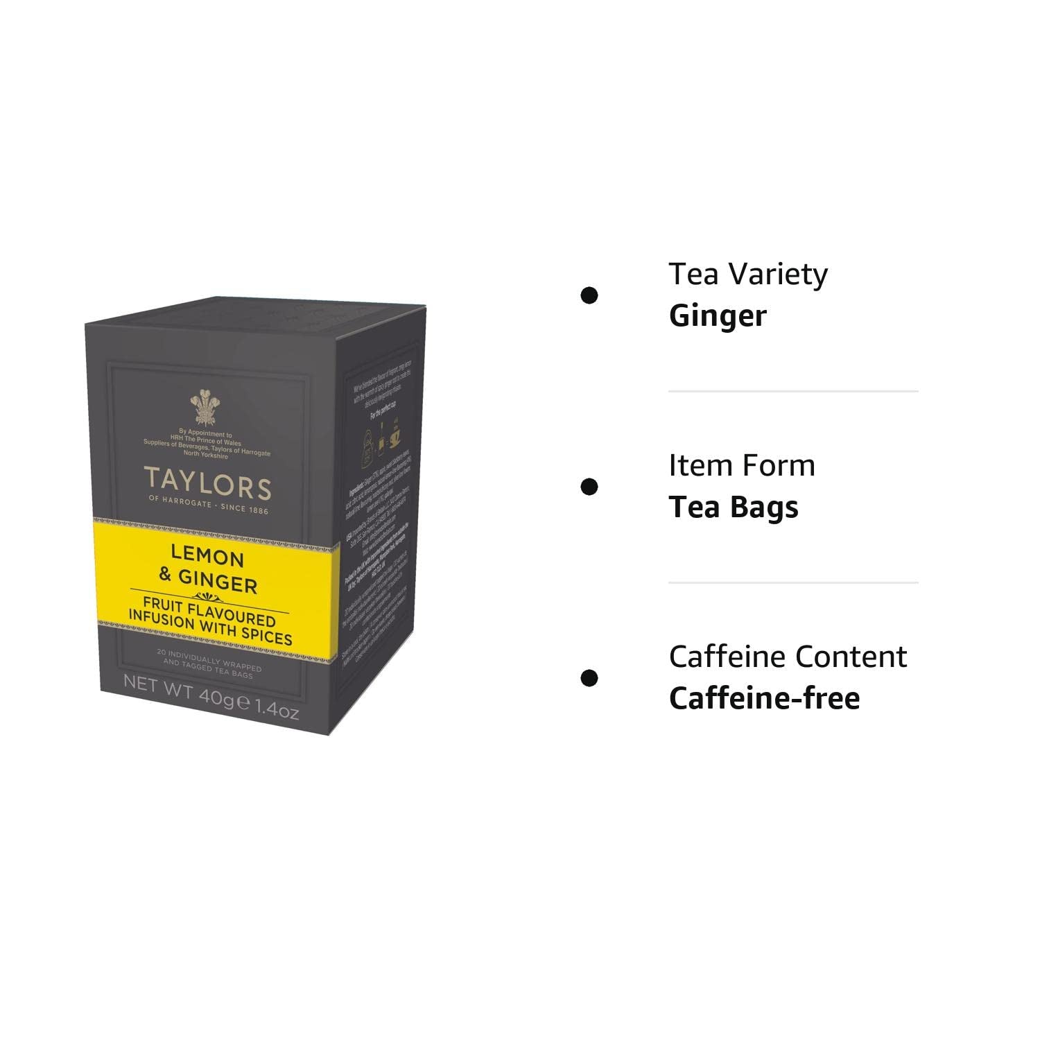 Lemon & Ginger Herbal Tea, 20 Count