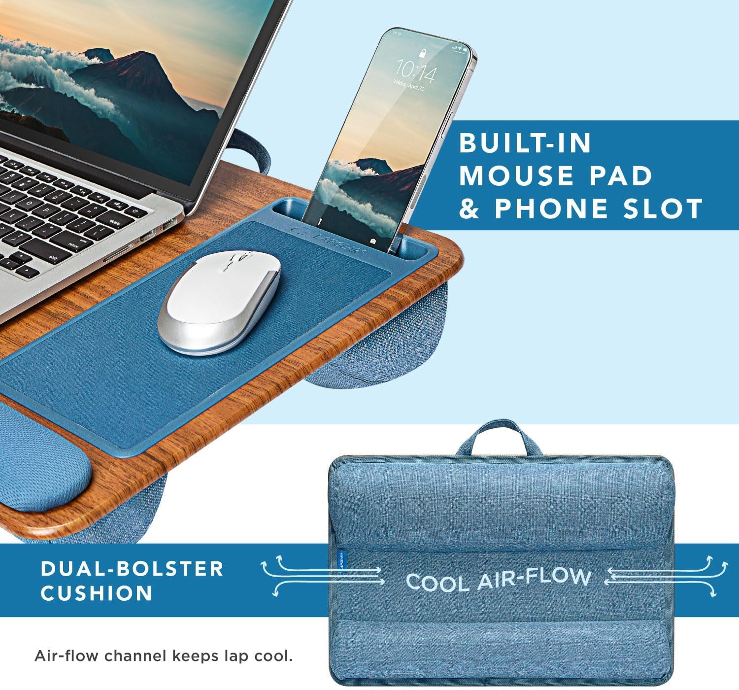 Home Office Pro Lap Desk - Espresso Blue, Fits 15.6” Laptops