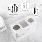Toothbrush Holder, Resin, 3 Slots, Ink White | Electric Toothbrush Holder, Toothbrush and Toothpaste Holder, Bathroom Countertop Storage, Bathroom Accessories