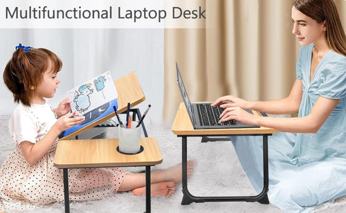 Adjustable Laptop Desk for Bed,Bed Table for Laptops,Laptop Stand for Beds,Lap Desk Foldable Bed Desk for Laptops and Writing,Portable Beds Tray Table with Cup Holder