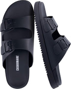 Nation Slip on Slides for Men with Adjustable Straps, Cushioned Footbed and Ridged Grip Outsole - Everyday Mens Sandals