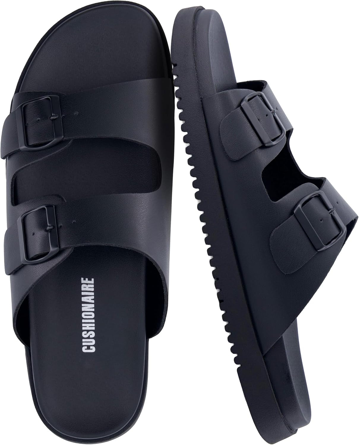 Nation Slip on Slides for Men with Adjustable Straps, Cushioned Footbed and Ridged Grip Outsole - Everyday Mens Sandals