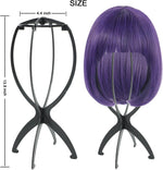 3 Pack Wig Stand Holder, Portable Collapsible Wig Holder for Multiple Wigs, Durable Wig Stands for Women Wig Drying Stand Travel Wig Holder Stand Wigs Display Stand Tool (Black)