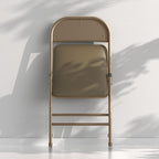 Folding Chairs with Padded Vinyl Cushion Chairs with Comfortable Cushion and Durable Steel Frame for Home and Office, for Indoor and Outdoor Events (Kahki, Vinyl, 4 Pack)
