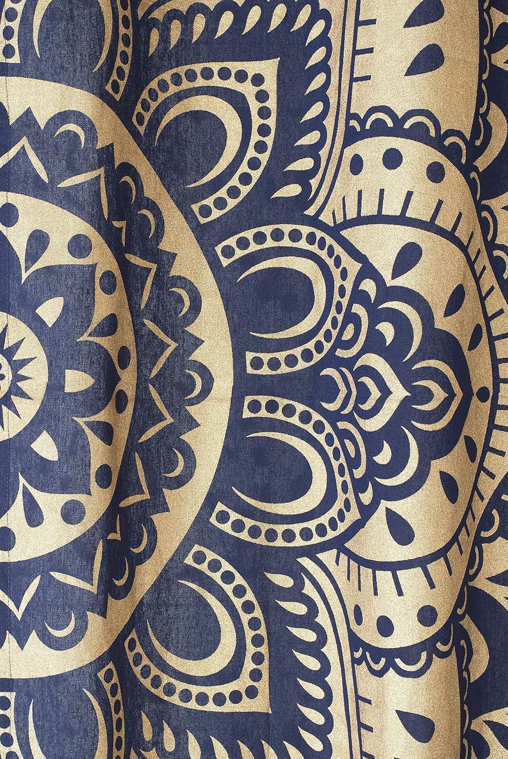 Indian Hippie Bohemian Beautiful Passion Ombre Color Mandala Curtain Panels Blue Gold