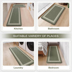 Kitchen Floor Mats Cushioned anti Fatigue,Waterproof Kitchen Mats for Floor 2 Piece,Memory Foam Kitchen Mat,Comfort Kitchen Sink Rug for Bathroom Laundry Office,Green