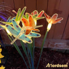 Solar Garden Lights Outdoor: 8 Removable Optical Fiber Dragonflies 2 Pack - Waterproof Fun Animal Decoration for Yard Patio Path - Gardening Gifts for Garden Lovers over 30