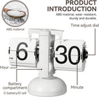 Retro Mechanical Flip Desk Clock, Flipping Clock Retro Flip Clock Digital Flip down Clock Battery Powered Wіth Internal Gear Operated for Home Office Decor, 8.2 * 6.2In (W*H)