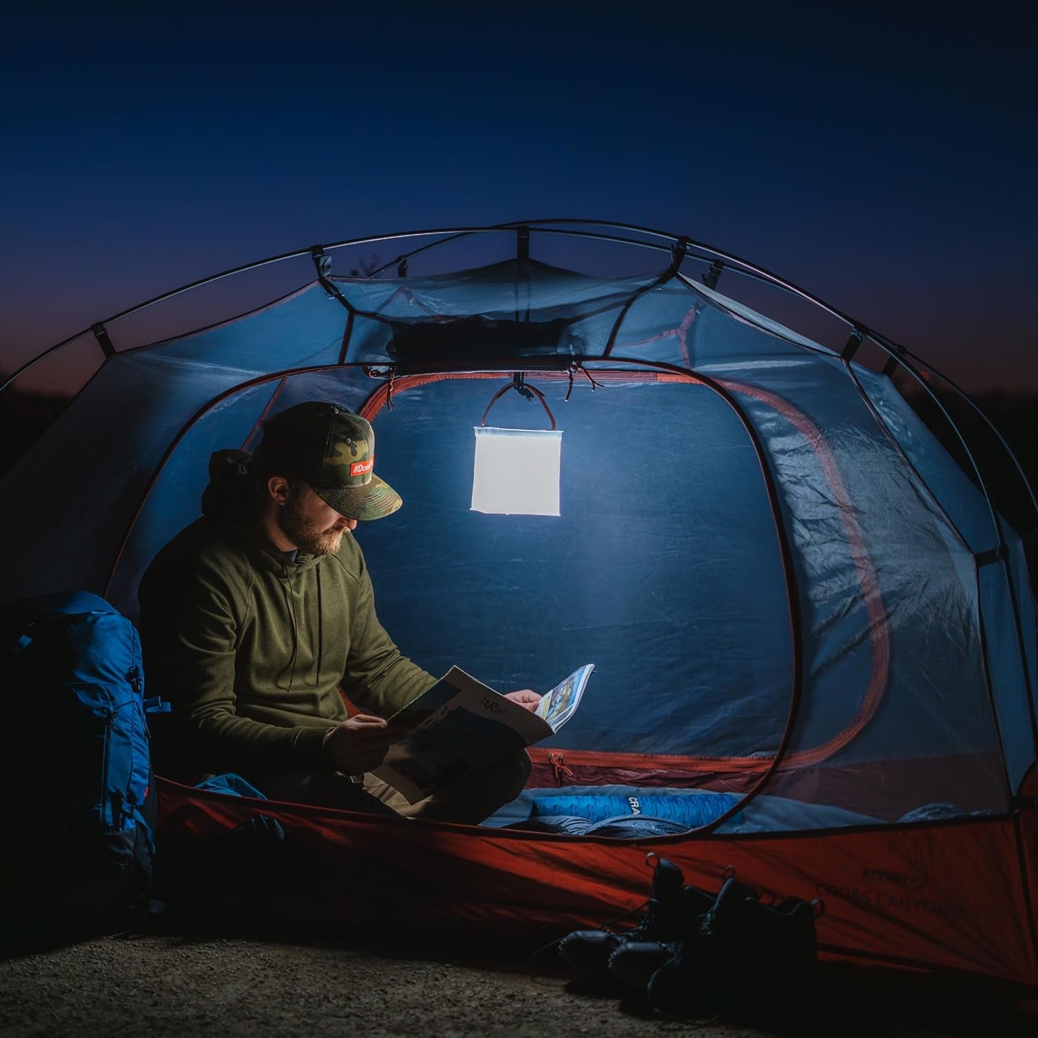 Max 2-In-1 Inflatable Solar LED Camping Lantern & Phone Charger | 200 Lumens, Twist-To-Inflate Design, Waterproof, Camping, Hiking & Travel, Emergency Light for Power Outages, Hurricane