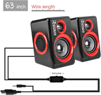 Computer Speakers, 2.0 CH PC Speakers with Surround Sound, USB Wired Laptop Speakers with Deep Bass for Desktop Computer/Pc/Laptops/Smart Phone Build-In 4 Loudspeaker Diaphragm  SP2040|RED