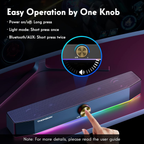 Computer Speakers, Bluetooth Computer Soundbar, Dynamic RGB PC Speakers with 10W Stereo Sound, 3.5Mm Aux-In Connection, USB Powered Computer Speakers for PC, Desktop Monitor, Laptop, Tablets
