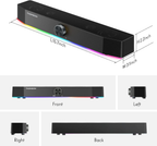 Computer Speakers, Bluetooth Computer Soundbar, Dynamic RGB PC Speakers with 10W Stereo Sound, 3.5Mm Aux-In Connection, USB Powered Computer Speakers for PC, Desktop Monitor, Laptop, Tablets