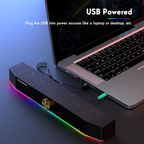 Computer Speakers, Bluetooth Computer Soundbar, Dynamic RGB PC Speakers with 10W Stereo Sound, 3.5Mm Aux-In Connection, USB Powered Computer Speakers for PC, Desktop Monitor, Laptop, Tablets