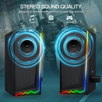 Computer Speakers, Desktop Speakers with Various Colorful LED, Gaming Speakers with Volume Control,For PC, AC Adapter Powered and 3.5Mm Aux-In Computer Speakers