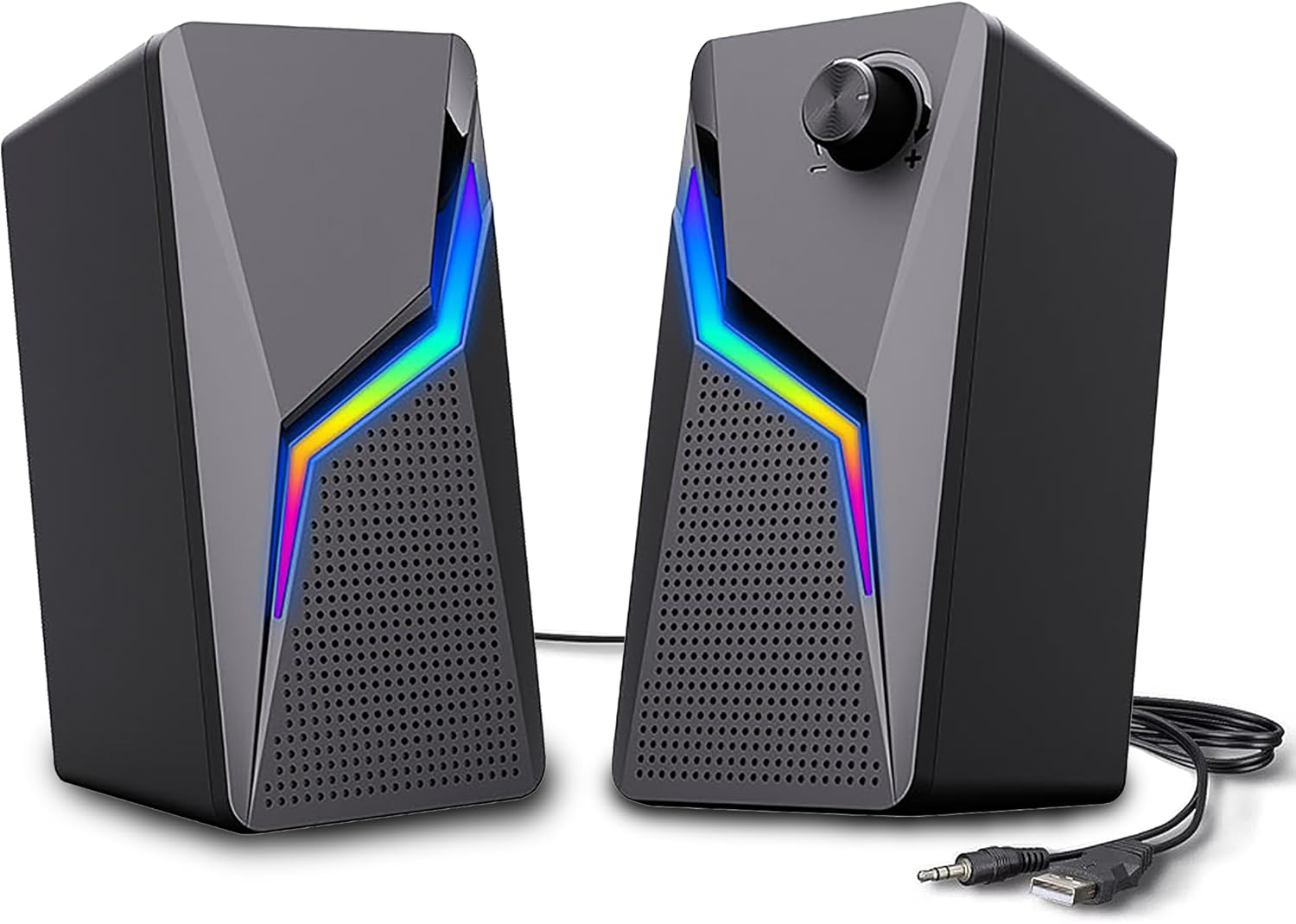 Computer Speakers, PC Gaming Speakers with Enhanced Bass and Volume Control, Stereo 2.0 USB Powered 3.5Mm Aux Multimedia Speakers for Laptop/Desktop/Tablets/Phone