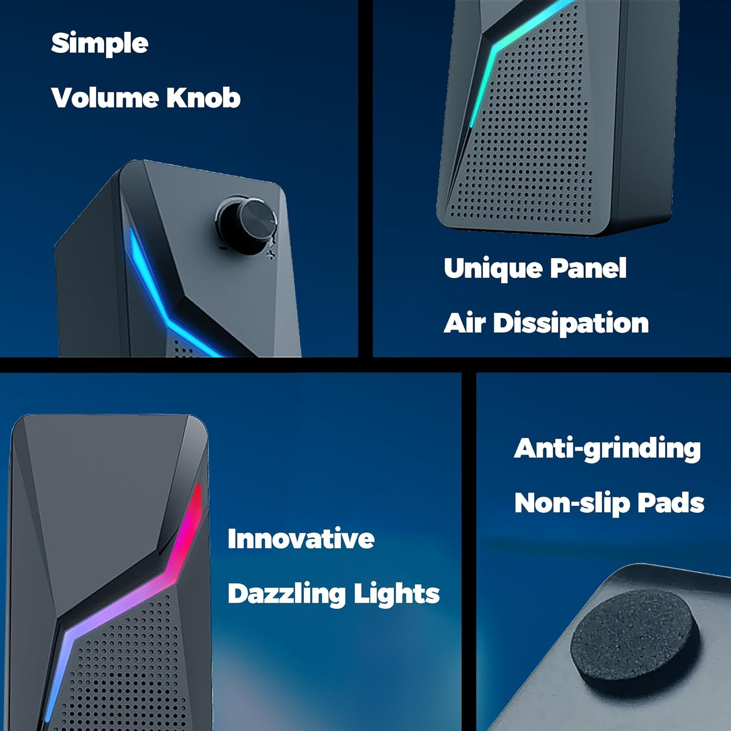 Computer Speakers, PC Gaming Speakers with Enhanced Bass and Volume Control, Stereo 2.0 USB Powered 3.5Mm Aux Multimedia Speakers for Laptop/Desktop/Tablets/Phone