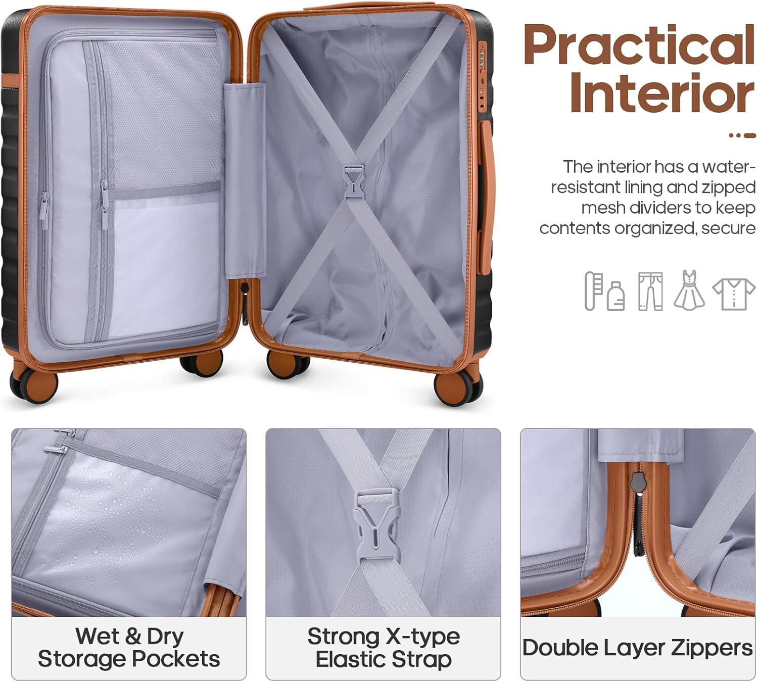 Luggage Sets 3Piece, Carry on Luggage 20In Suitcase Set with Backpack | Carry on Suitcase with Spinner Wheels,Pc Durable Hardside with TSA Lock,Ykk Zippers,22X14X9 Airline Approved for Travel