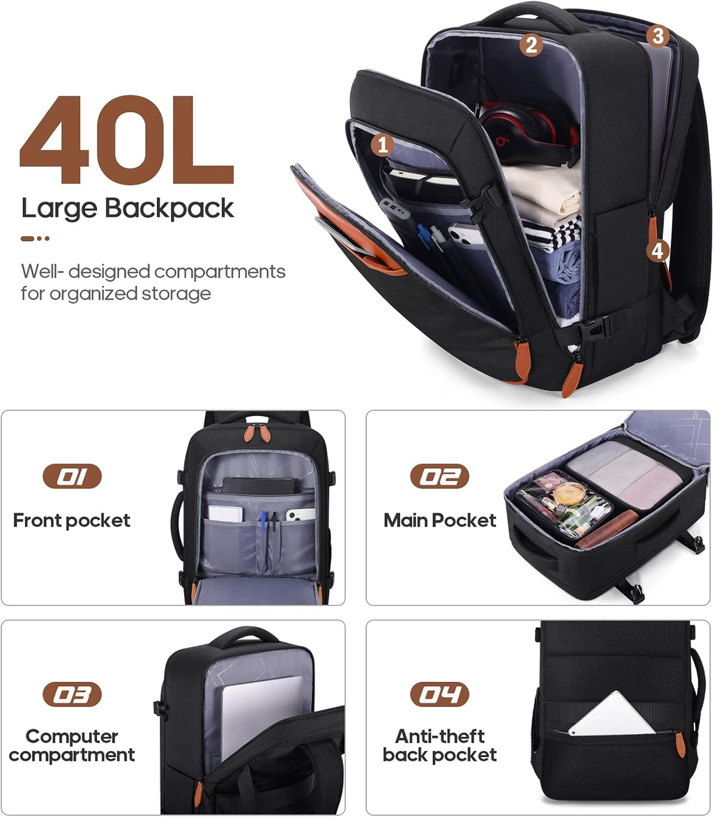 Luggage Sets 3Piece, Carry on Luggage 20In Suitcase Set with Backpack | Carry on Suitcase with Spinner Wheels,Pc Durable Hardside with TSA Lock,Ykk Zippers,22X14X9 Airline Approved for Travel